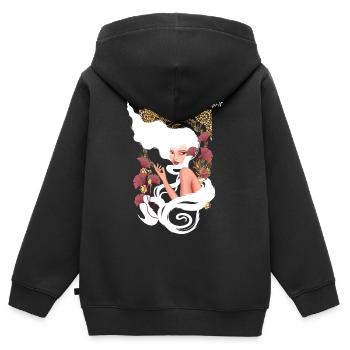 Power Of Mind Jugendstil - Kinder Premium Organic Zip Hoodie - Schwarz - Hinten - AI Model Kid Male (0cm)