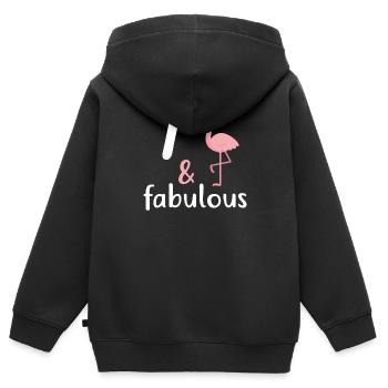 7. Geburtstag Mädchen Shirt, 7 und fabelhaft - Kinder Premium Organic Zip Hoodie - Schwarz - Hinten - AI Model Kid Male (0cm)