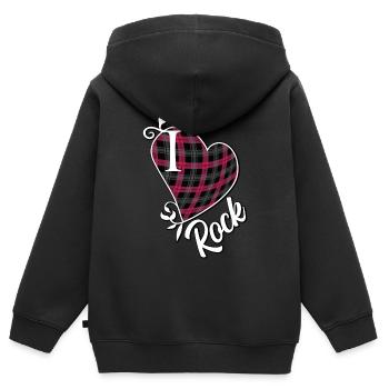 Ich liebe Rock - Kinder Premium Organic Zip Hoodie - Schwarz - Hinten - AI Model Kid Male (0cm)