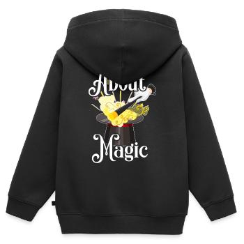 Zauberer Sprüche Zaubern Zauberwelt - Kinder Premium Organic Zip Hoodie - Schwarz - Hinten - AI Model Kid Male (0cm)