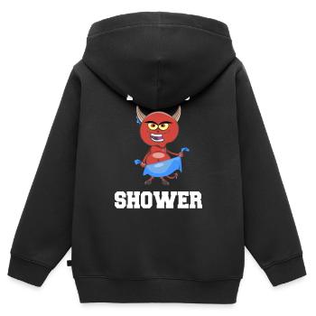 Il est temps de se doucher T-shirt avec le diable de la douche - Sweat Premium à capuche zippé enfant bio - noir - Dos - AI Model Kid Male (0cm)