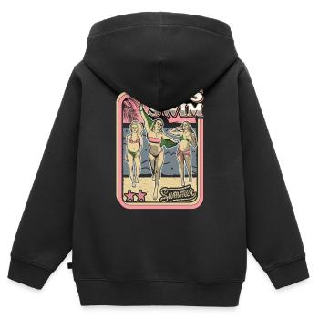 LETS SWIM - BIKINI GIRL - RETRO SUMMER HOLIDAY - Kids Premium Organic Zip-up Hoodie - black - Back - AI Model Kid Male (0cm)