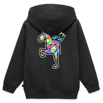 Ross Polygon Islandpferde Isländer Pferdenarr - Kinder Premium Organic Zip Hoodie - Schwarz - Hinten - AI Model Kid Male (0cm)