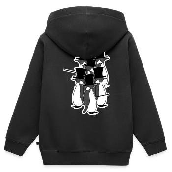 Vögel Vintage Pinguin Tier Seevogel Arktis - Kinder Premium Organic Zip Hoodie - Schwarz - Hinten - AI Model Kid Male (0cm)