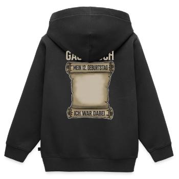 12. Geburtstag Gästebuch - Kinder Premium Organic Zip Hoodie - Schwarz - Hinten - AI Model Kid Male (0cm)