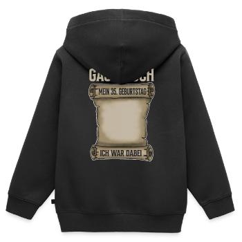 35. Geburtstag Gästebuch - Kinder Premium Organic Zip Hoodie - Schwarz - Hinten - AI Model Kid Male (0cm)