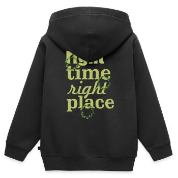 right time right place - Kids Premium Organic Zip-up Hoodie - black - Back - AI Model Kid Male (0cm)
