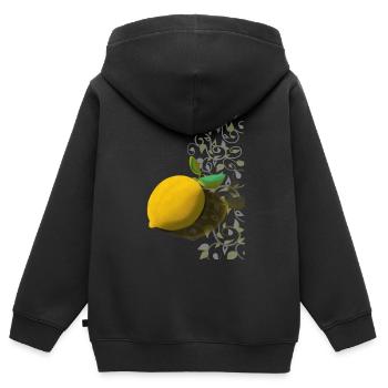 Citron et tentacules délicats - Sweat Premium à capuche zippé enfant bio - noir - Dos - AI Model Kid Male (0cm)
