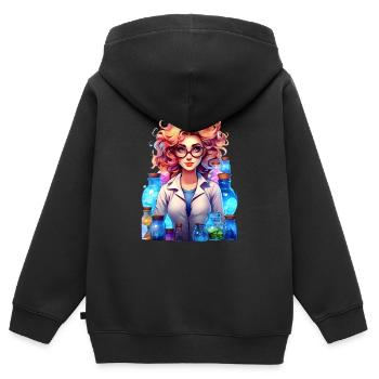 Portrait of a young woman in cartoon style - Kids Premium Organic Zip-up Hoodie - black - Back - AI Model Kid Male (0cm)