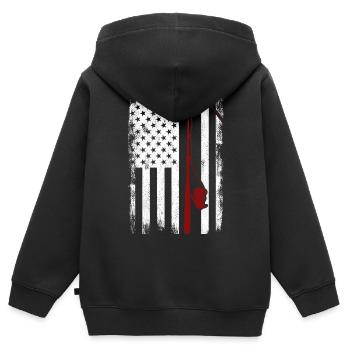 Patriotischer Fischer - Kinder Premium Organic Zip Hoodie - Schwarz - Hinten - AI Model Kid Male (0cm)