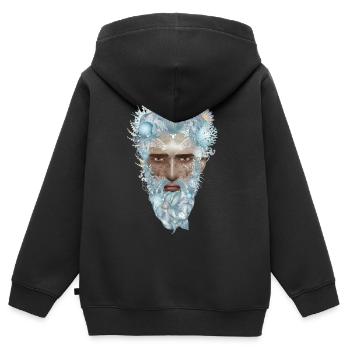 geheimnisvolles Porträt eines Wassermanns - Kinder Premium Organic Zip Hoodie - Schwarz - Hinten - AI Model Kid Male (0cm)