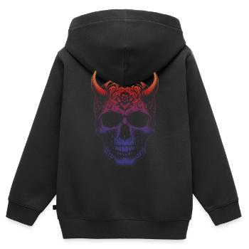 Crâne avec cornes - Sweat Premium à capuche zippé enfant bio - noir - Dos - AI Model Kid Male (0cm)
