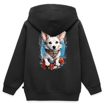 Chien mignon - Sweat Premium à capuche zippé enfant bio - noir - Dos - AI Model Kid Male (0cm)