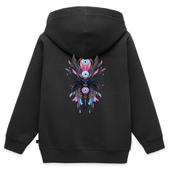 Attrape-rêves #9 - Sweat Premium à capuche zippé enfant bio - noir - Dos - AI Model Kid Male (0cm)