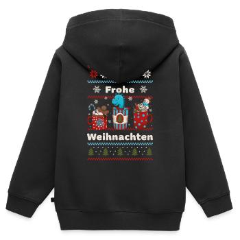 Dino Weihnachten Dinosaurier - Mode für Kinder - Kinder Premium Organic Zip Hoodie - Schwarz - Hinten - AI Model Kid Male (0cm)