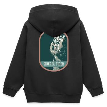 Bengalischer Tiger Porträt Aufnäher: Indische Fauna - Kinder Premium Organic Zip Hoodie - Schwarz - Hinten - AI Model Kid Male (0cm)