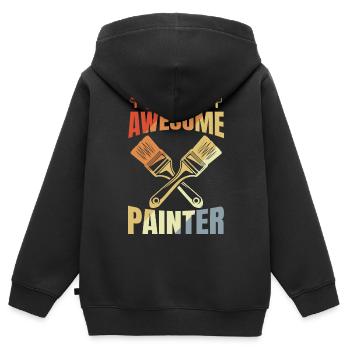 Fils d’un grand peintre - Sweat Premium à capuche zippé enfant bio - noir - Dos - AI Model Kid Male (0cm)