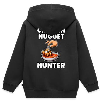 Pépite de poulet ailes de poulet poulet cadeau - Sweat Premium à capuche zippé enfant bio - noir - Dos - AI Model Kid Male (0cm)