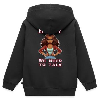 Chérie, nous avons besoin de parler - Sweat Premium à capuche zippé enfant bio - noir - Dos - AI Model Kid Male (0cm)