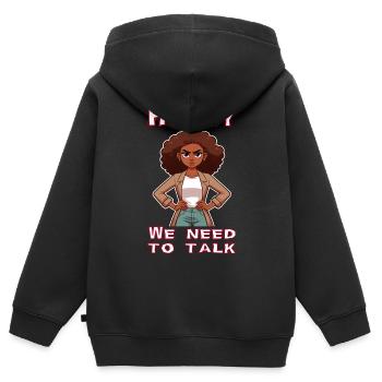Chérie, nous avons besoin de parler - Sweat Premium à capuche zippé enfant bio - noir - Dos - AI Model Kid Male (0cm)