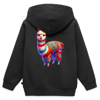 Alpaka - Kinder Premium Organic Zip Hoodie - Schwarz - Hinten - AI Model Kid Male (0cm)
