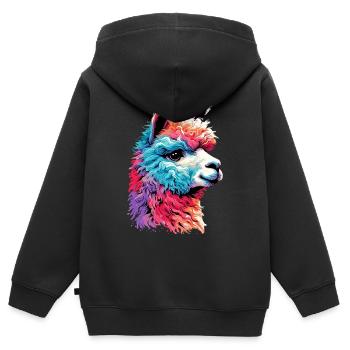 Alpaka - Kinder Premium Organic Zip Hoodie - Schwarz - Hinten - AI Model Kid Male (0cm)