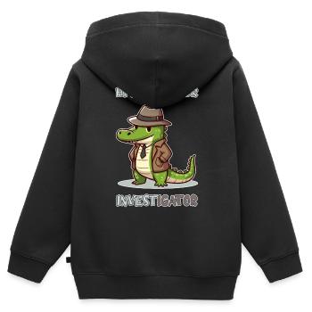 Hi, I'm Al your Investigator - Kinder Premium Organic Zip Hoodie - Schwarz - Hinten - AI Model Kid Male (0cm)