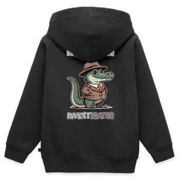 Hi, I'm Al your Investigator - Kinder Premium Organic Zip Hoodie - Schwarz - Hinten - AI Model Kid Male (0cm)