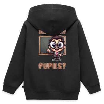 Où sont mes élèves ? - Sweat Premium à capuche zippé enfant bio - noir - Dos - AI Model Kid Male (0cm)