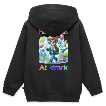 Future Genius at work - Kinder Premium Organic Zip Hoodie - Schwarz - Hinten - AI Model Kid Male (0cm)