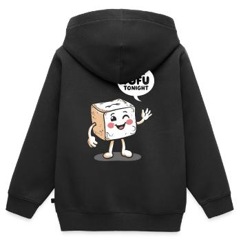 Tofu Lustiges - Kinder Premium Organic Zip Hoodie - Schwarz - Hinten - AI Model Kid Male (0cm)