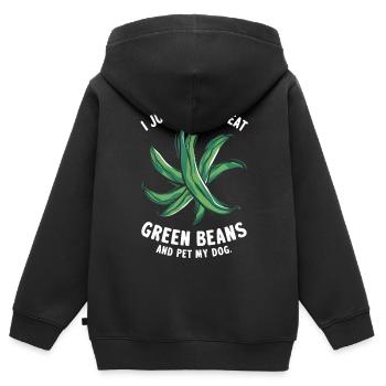 Grüne Bohnen - Kinder Premium Organic Zip Hoodie - Schwarz - Hinten - AI Model Kid Male (0cm)