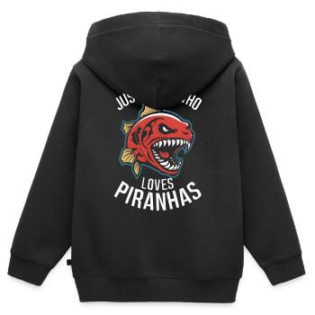 Piranha - Kinder Premium Organic Zip Hoodie - Schwarz - Hinten - AI Model Kid Male (0cm)