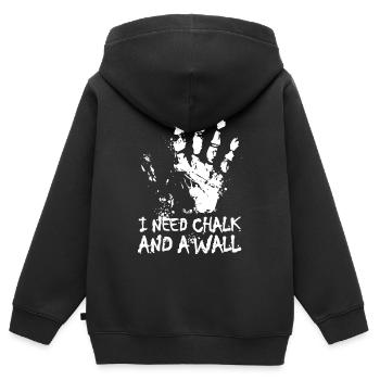 craie escalade rocher main mur dictons icône - Sweat Premium à capuche zippé enfant bio - noir - Dos - AI Model Kid Male (0cm)