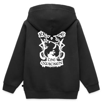 Sortie de The Quacken Funny Pirate Duck - Sweat Premium à capuche zippé enfant bio - noir - Dos - AI Model Kid Male (0cm)