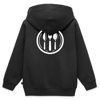 Besteck Messer Gabel Löffel - Kinder Premium Organic Zip Hoodie - Schwarz - Hinten - AI Model Kid Male (0cm)