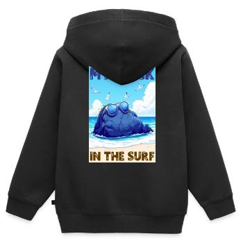 Mon rocher dans les vagues - Sweat Premium à capuche zippé enfant bio - noir - Dos - AI Model Kid Male (0cm)