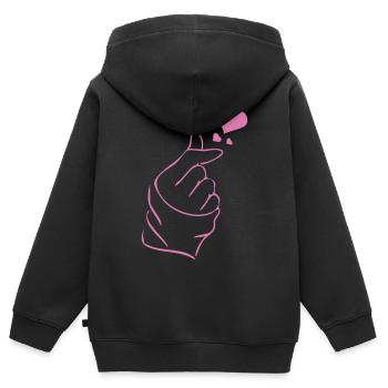 Finger heart k-pop K-drama 2 colors - Kids Premium Organic Zip-up Hoodie - black - Back - AI Model Kid Male (0cm)