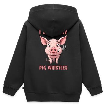 Je pense que mon cochon siffle - Sweat Premium à capuche zippé enfant bio - noir - Dos - AI Model Kid Male (0cm)