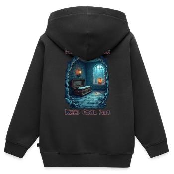 Leiche im Keller - Keep cool Bro - Kinder Premium Organic Zip Hoodie - Schwarz - Hinten - AI Model Kid Male (0cm)
