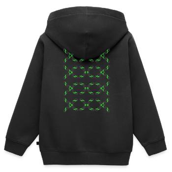 Neu - Kinder Premium Organic Zip Hoodie - Schwarz - Hinten - AI Model Kid Male (0cm)