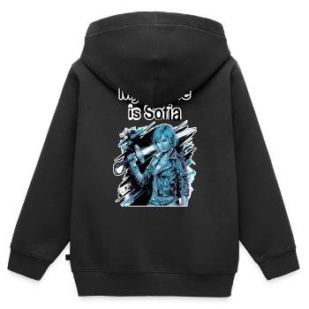 Mein Name ist Sofia 2026 - Kinder Premium Organic Zip Hoodie - Schwarz - Hinten - AI Model Kid Male (0cm)
