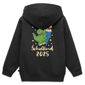 Schulkind 2025 Dino mit Zuckertüte - Kinder Premium Organic Zip Hoodie - Schwarz - Hinten - AI Model Kid Male (0cm)