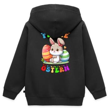 Joyeuses Pâques - Sweat Premium à capuche zippé enfant bio - noir - Dos - AI Model Kid Male (0cm)