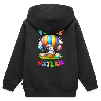 Joyeuses Pâques - Sweat Premium à capuche zippé enfant bio - noir - Dos - AI Model Kid Male (0cm)