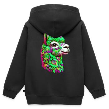 Alpaka - Kinder Premium Organic Zip Hoodie - Schwarz - Hinten - AI Model Kid Male (0cm)