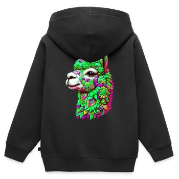 Alpaka - Kinder Premium Organic Zip Hoodie - Schwarz - Hinten - AI Model Kid Male (0cm)