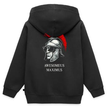 AWESOMEUS MAXIMUS - Kinder Premium Organic Zip Hoodie - Schwarz - Hinten - AI Model Kid Male (0cm)