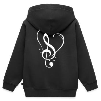 Coeur musical avec conception de clé de sol - Sweat Premium à capuche zippé enfant bio - noir - Dos - AI Model Kid Male (0cm)