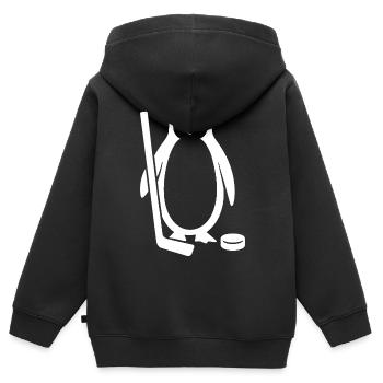 Minimalistischer Pinguin Eishockeyspieler  - Kinder Premium Organic Zip Hoodie - Schwarz - Hinten - AI Model Kid Male (0cm)
